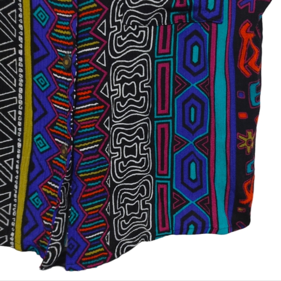 Vintage Melrose Colorful 80s Button Front Shoulder Pad Shirt Womens Size Small S - Picture 4 of 6